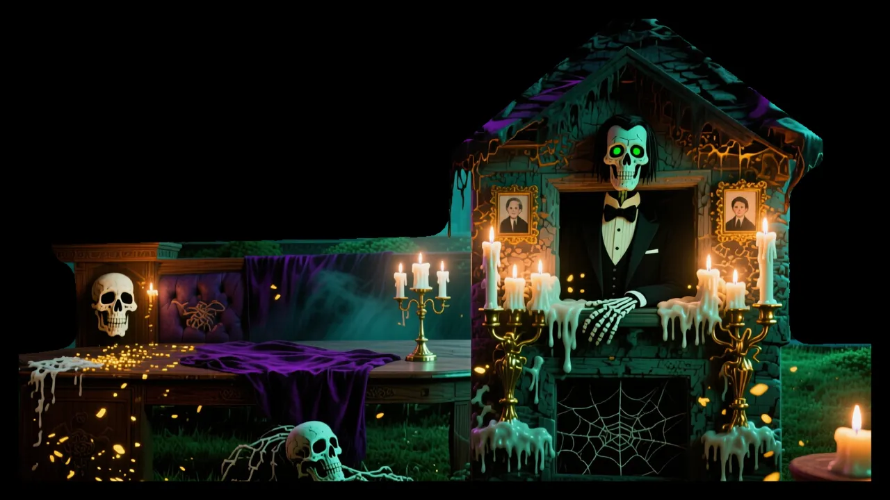 Gothic Butler Manor — AI projection-mapping facade art generated in FacadeLab